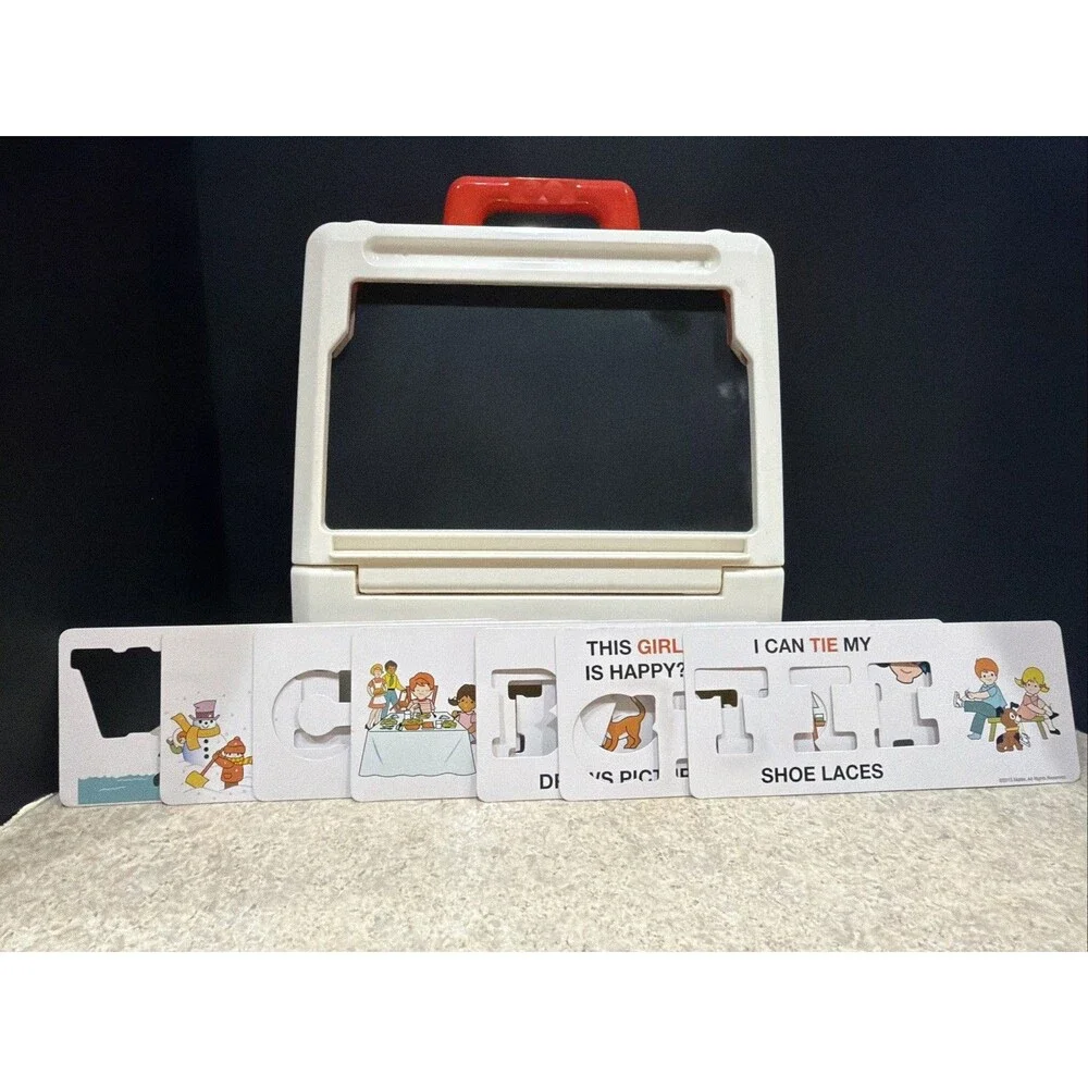 Vintage 1972 Fisher Price School Days Desk with 14 cards to practice letters